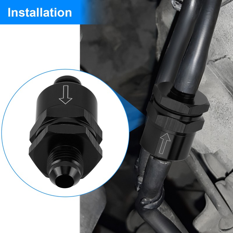 Black Aluminium -6 AN to AN6 Flare Inline Check Valve -Black gallery