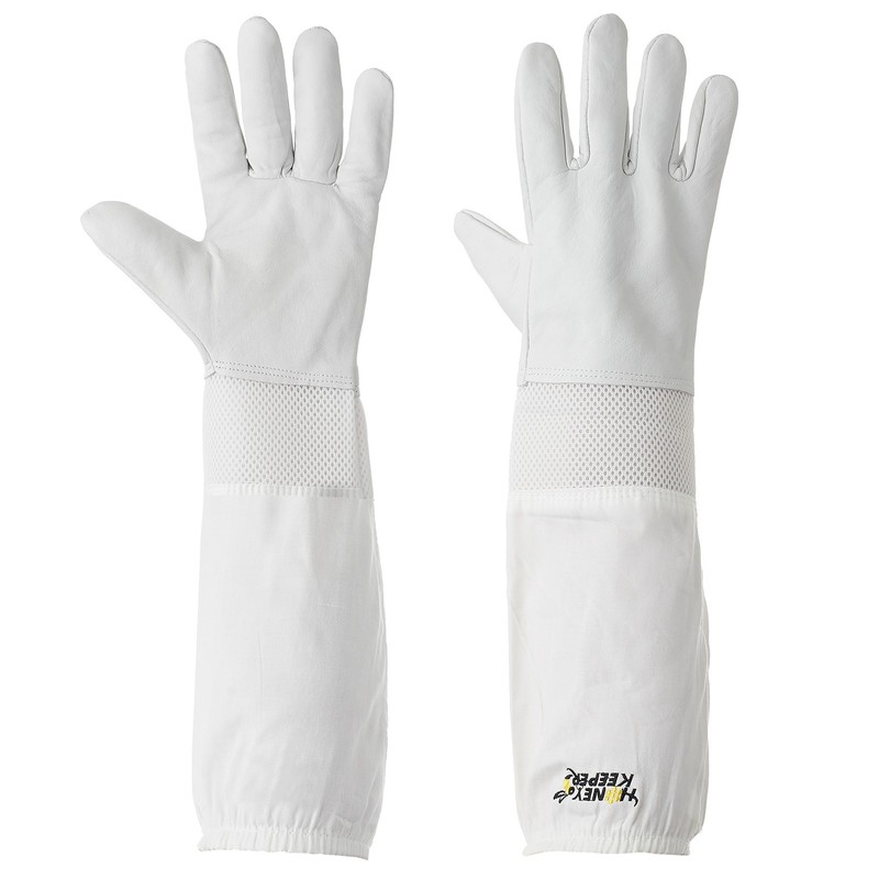 Beekeeping Ventilated Gloves Goatskin Leather Canvas Sleeve Elastic Cuff, XL gallery