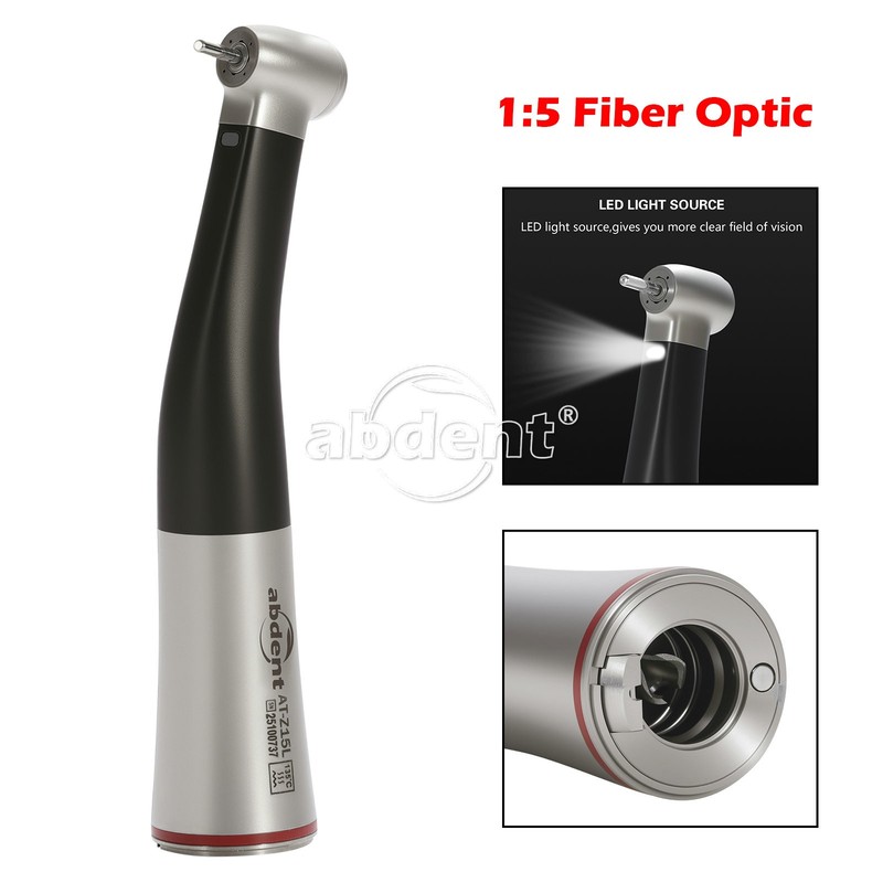 1-10 PCS ABDENT Dental 1:5 Fiber Optic LED Contra Angle Electric Handpiece Black
