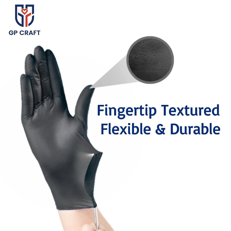 GP CrGP Craft Black Nitrile Gloves Disposable Latex-Free (100/count) 5 Mil Thick gallery