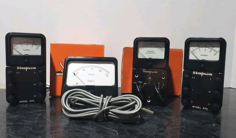 Lot Of 4, Simpson Model 59 0-3 AC Amp Panel Gauge, 2 Model 370, Model 385