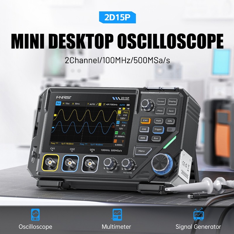 3 in 1 FNIRSI 2D15P 100Mhz Digital Oscilloscope Multimeter DDS Signal Generator gallery