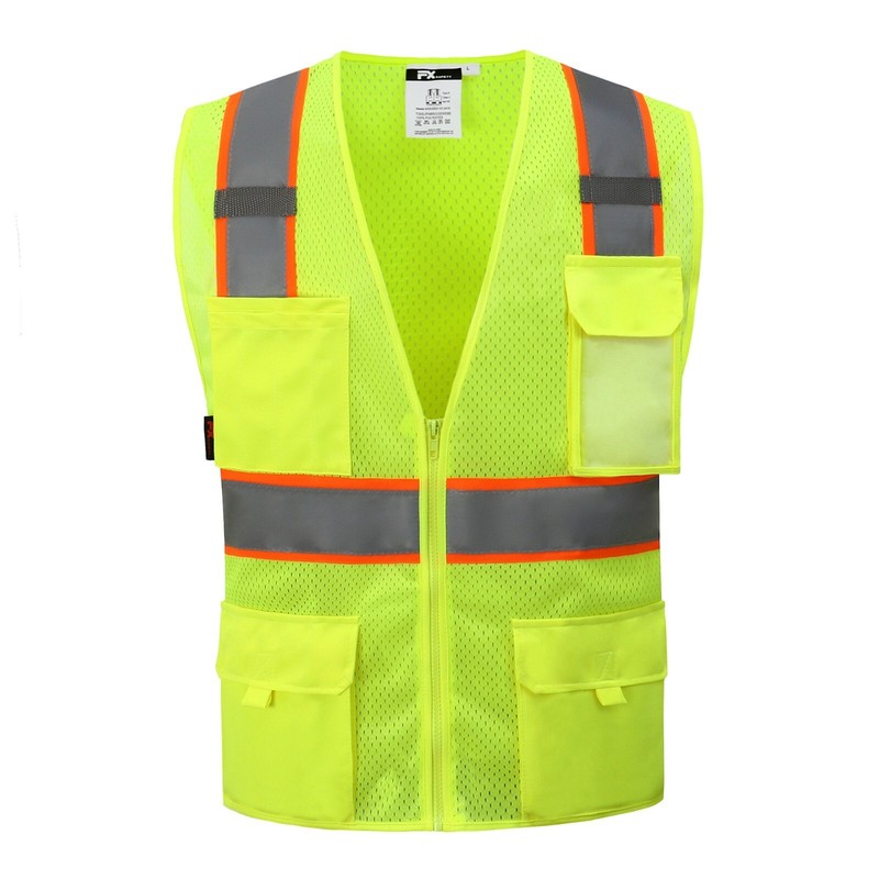 FX Two Tone Black Safety Vest with 4 Front Pocket XSmall to 3XL