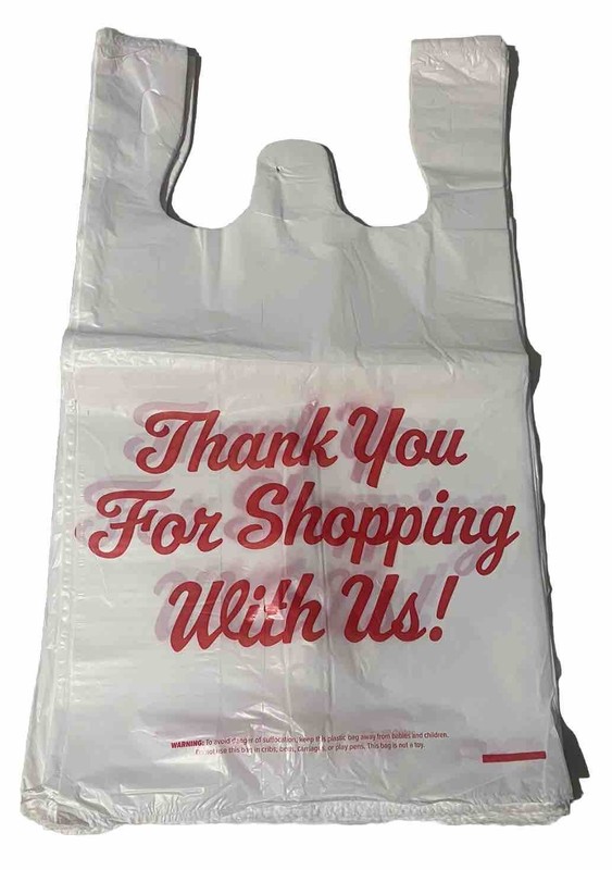Bags 1/5 Large 23 x 13 x 8″ Thank You» T-Shirt Plastic Grocery Shopping Bags
