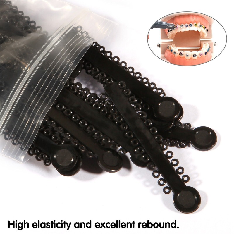 1040 Dental Orthodontic Ligature Ties Elastic Rubber Band Black/Rainbow Colors gallery