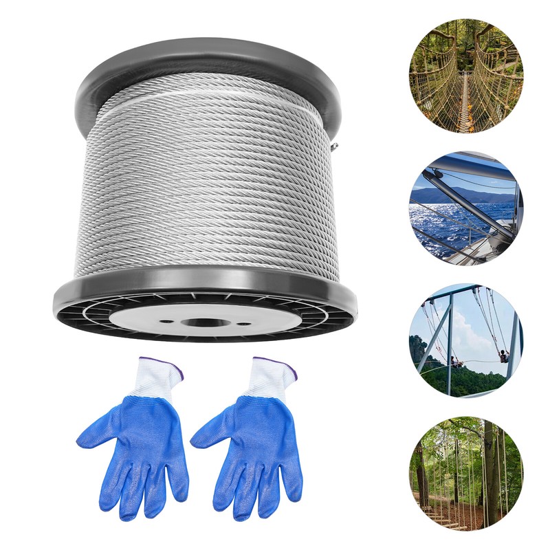 1/4 inch Stainless Steel Cable 300FT T304 7×19 Steel Wire Rope Aircraft Cable