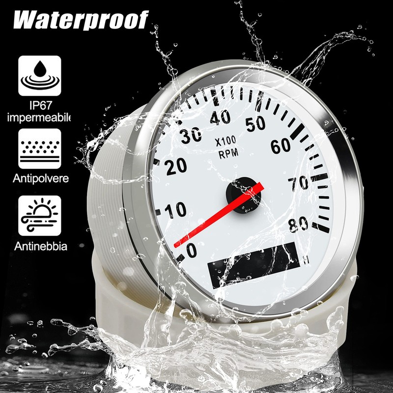 85mm Boat Tachometer - RPM Tachometer for Outboard Engine, 0-8000 RPM Tacho M... gallery