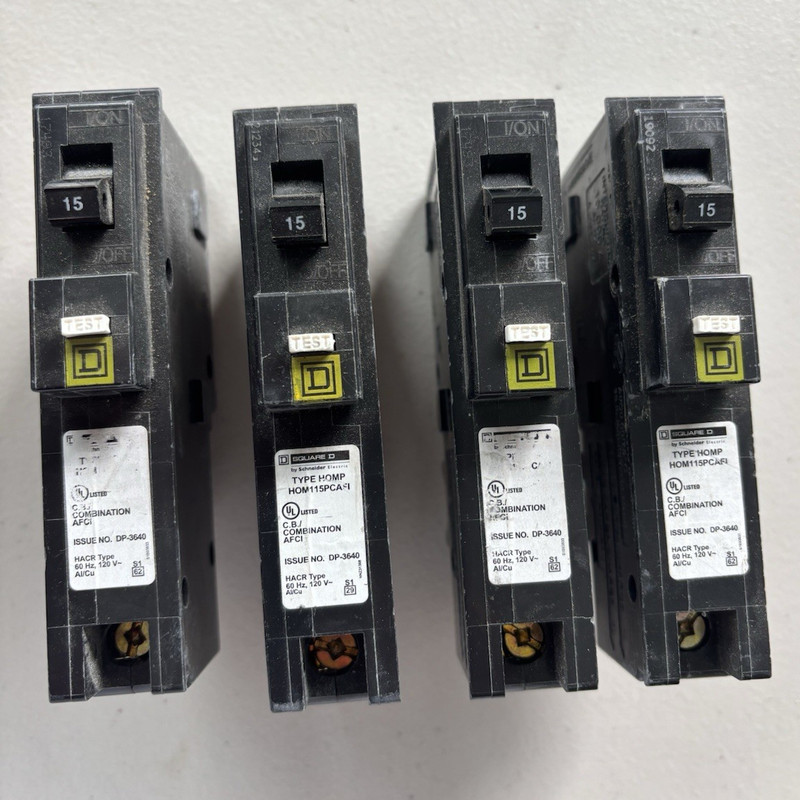 Square D HOM115PCAFI 15A Combination AFCI Circuit Breaker 1-Pole 120V Lot of 4