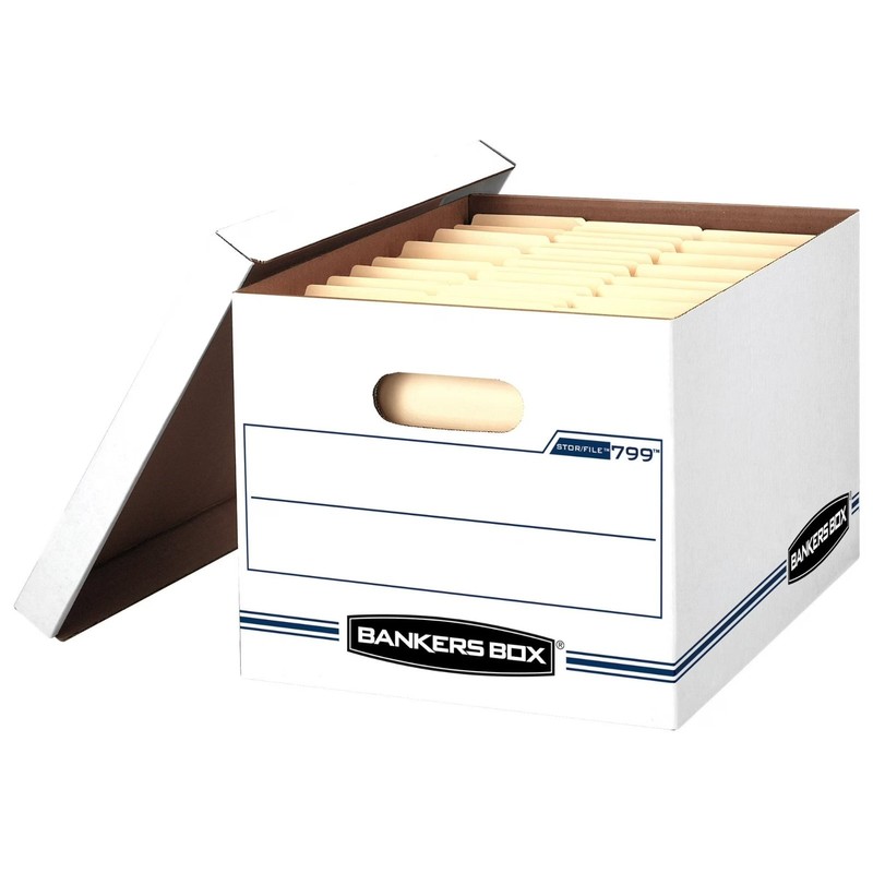 Bankers Box Basic Duty Letter/Legal File Storage Box with Lids, 10 Pack, White gallery