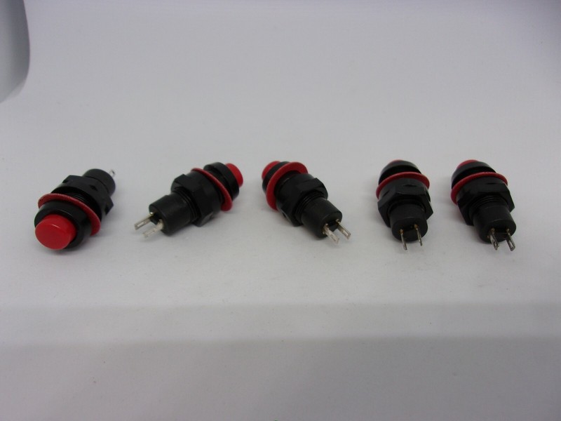 5x Pack Lot 1A 250V AC 10mm 2 Pins Red Push Power Switch Button Momentary Reset gallery