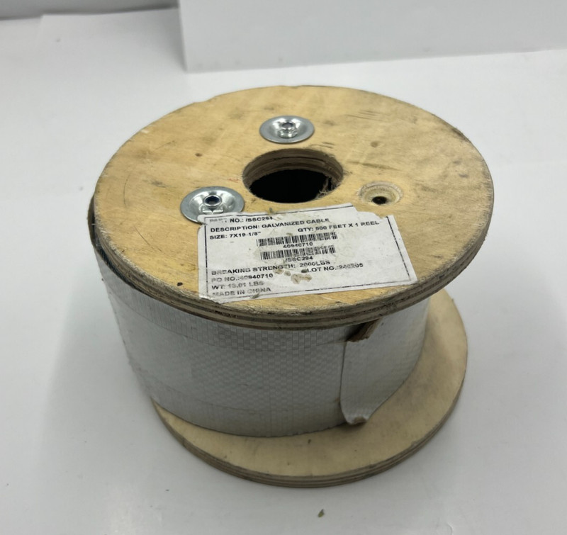 SSC294 Galvanized Cable 7 x 19 1/8″ 500ft , 40940710 Breaking Strength 2000lbs