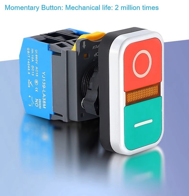 22mm BI-Position Start Button 1NO1NC10A BI- Position Momentary Switch With Light gallery
