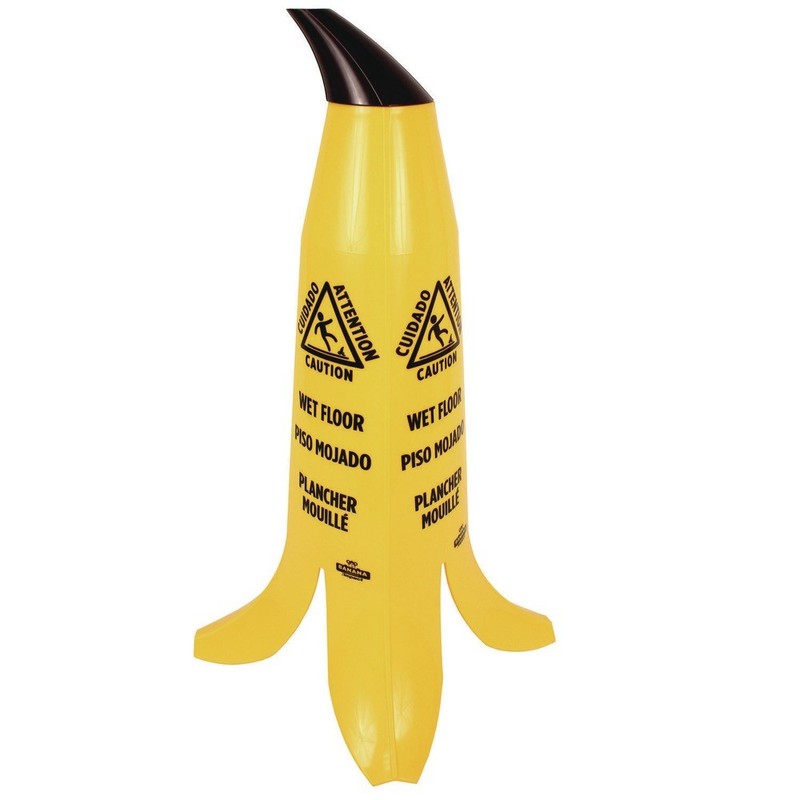 Impact B1001 11 x 11.15 x 23.25 Banana Wet Floor Cones - Yellow/Brown/Black New gallery