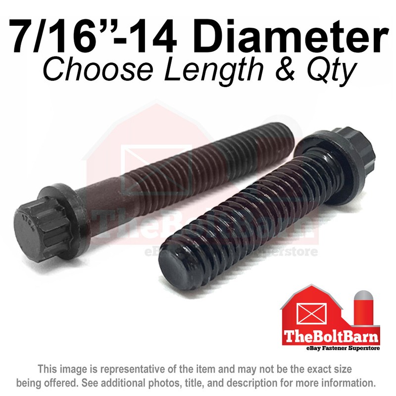 7/16″-14 Coarse 12-Point Flange Screws Alloy Steel Black (Pick Length & Qty)
