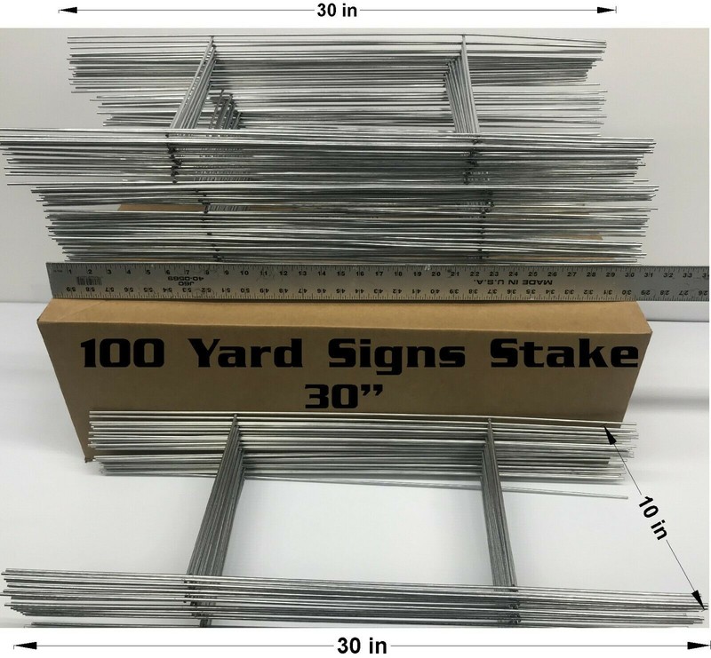 100 Metal Stake Double «H» 10×30 in. x 9 Ga Galvanized  Wire Yard Signs Holder