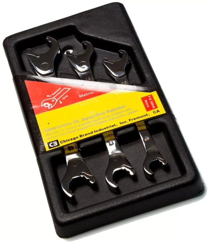 3pc 10mm – 17mm Set Racheting Open End Combination Wrenches Stainless #56039