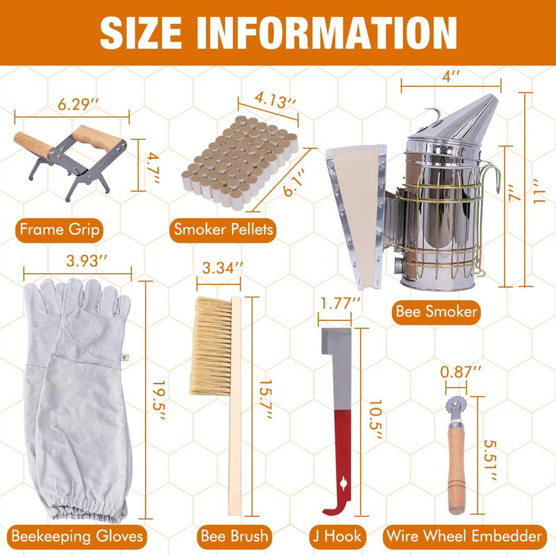 14 Pcs Beekeeping Tools with Bee Smoker, Beekeeping Supplies Bee Hives Starter K gallery