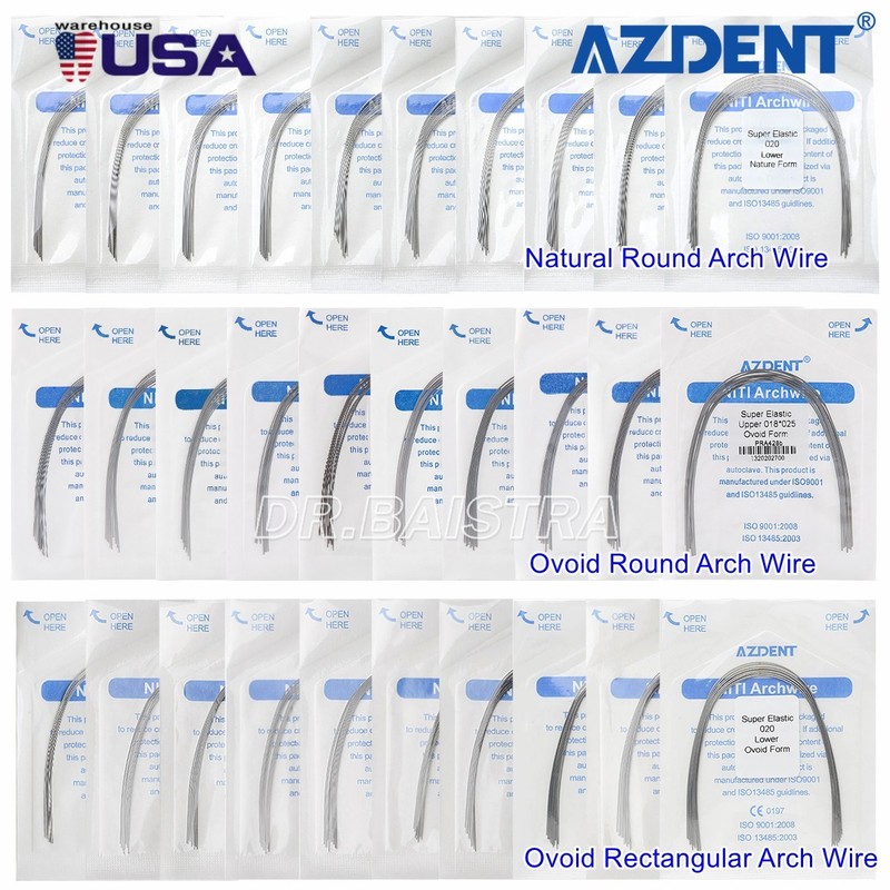 AZDENT Dental Orthodontic Arch Wire Super Elastic NiTi Ovoid Round Rectangular