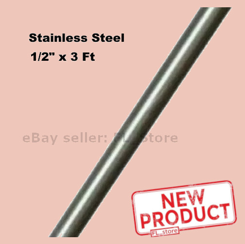 Stainless Steel Solid Round Rod 1/2 Inch x 3 Feet 303 Home Unpolished Stock NEW