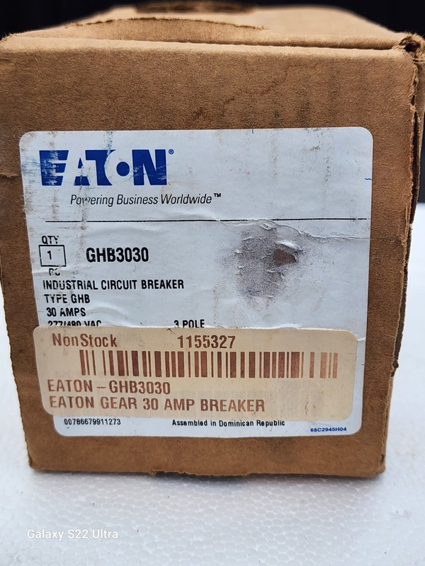 Eaton GHB3030 3P 30A Bolt On Circuit Breaker New In Box USA Stock