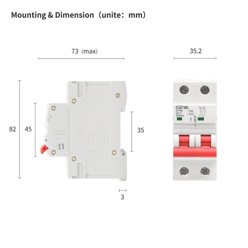 GEYA Mini Circuit Breaker AC MCB 2Pole 4.5kA 6/10/16/25/32/40/50/63Amp Din Rail gallery