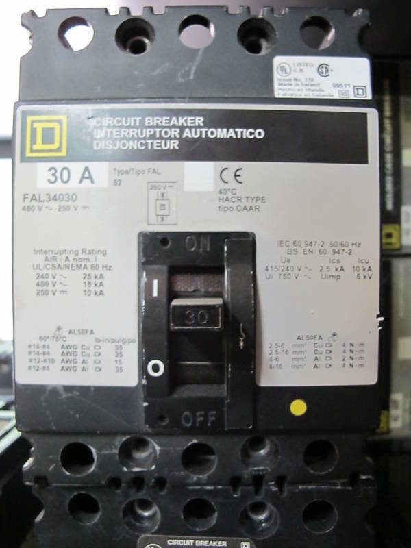 Square D FAL34030 Circuit Breaker 30 Amp 480 Volt 3 Pole Grey -WARRANTY