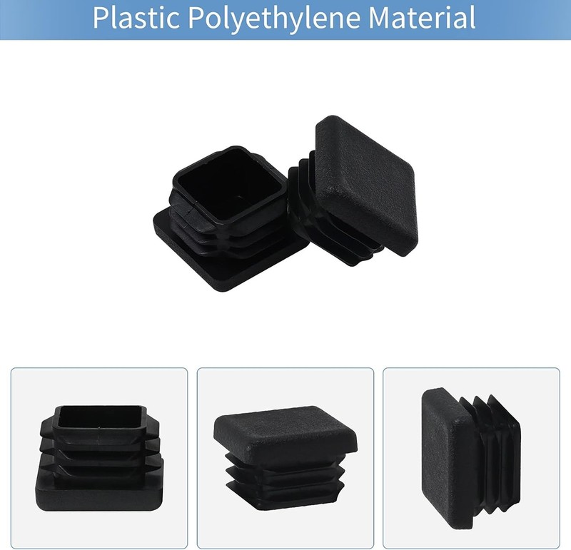 WZB 1x1 Inch Square Tube End Cap Plastic Plugs - 12 Pack, Black Fence Post Pipe gallery