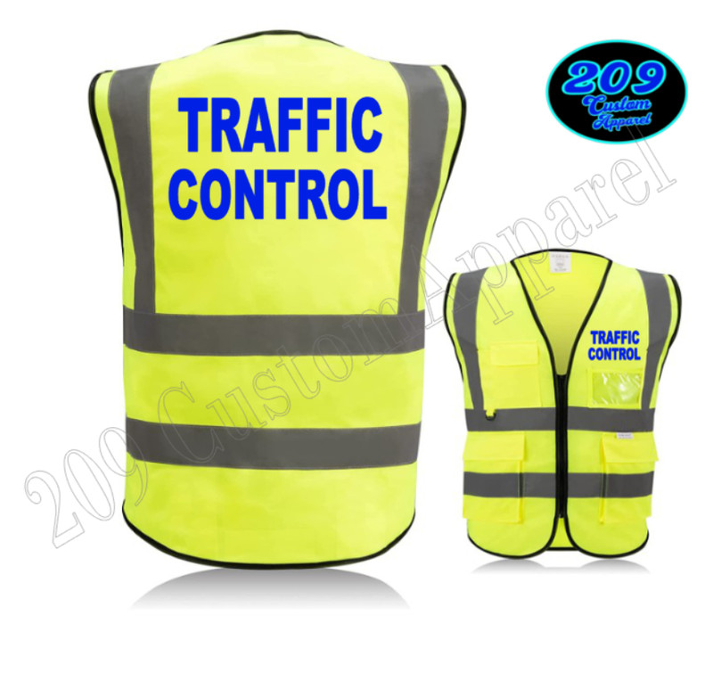 TRAFFIC CONTYROL HI-VISIBILITY SAFETY VEST WITH ZIPPER & POCKETS PRINT IN USA gallery