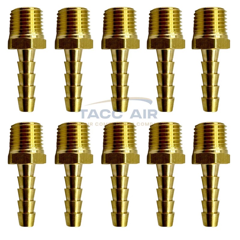 10 Pack 1/4″ ID Hose Barb x 1/4″ Male NPT Pipe Thread Brass Straight Fitting