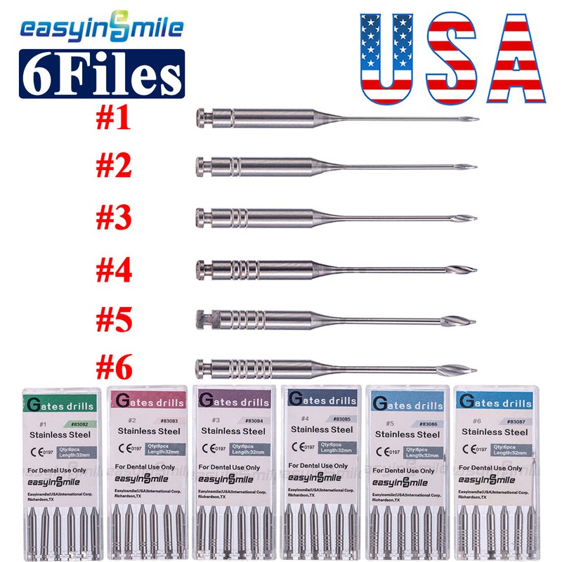 6X Endodontic Glidden Gates Drills Dental Gates Glidden bur #1-#6 endo file 32MM