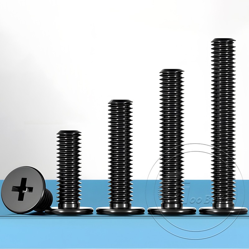 M1 - M2.5 Black Galvanised CM Phillips Ultra Thin Flat Wafer Head Screw Bolt gallery