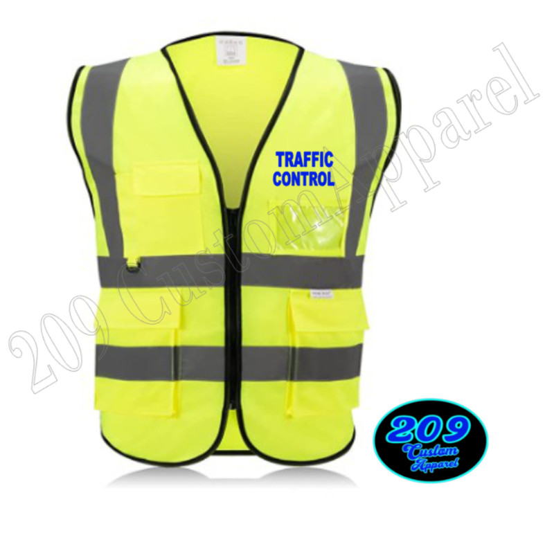 TRAFFIC CONTYROL HI-VISIBILITY SAFETY VEST WITH ZIPPER & POCKETS PRINT IN USA gallery