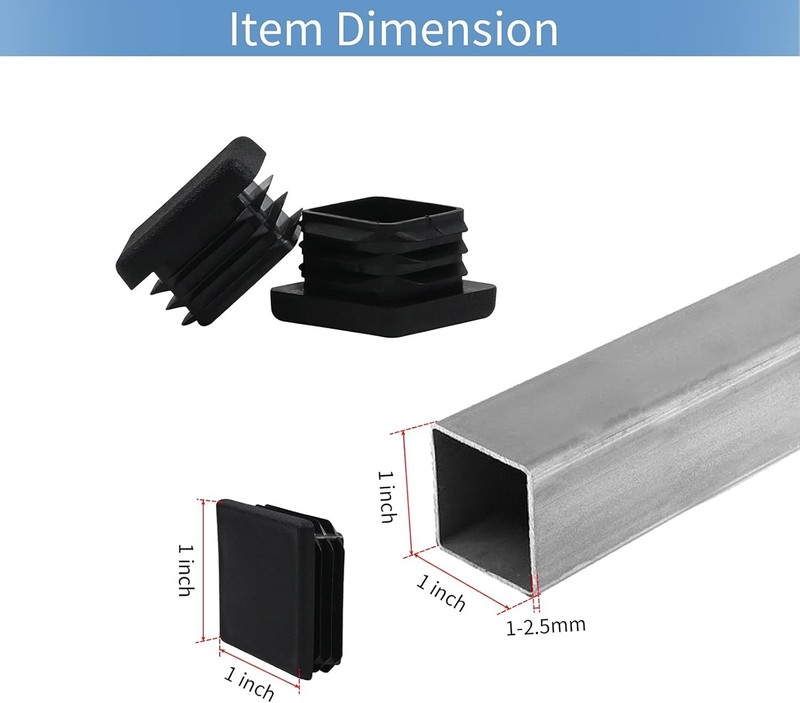 WZB 1x1 Inch Square Tube End Cap Plastic Plugs - 12 Pack, Black Fence Post Pipe gallery