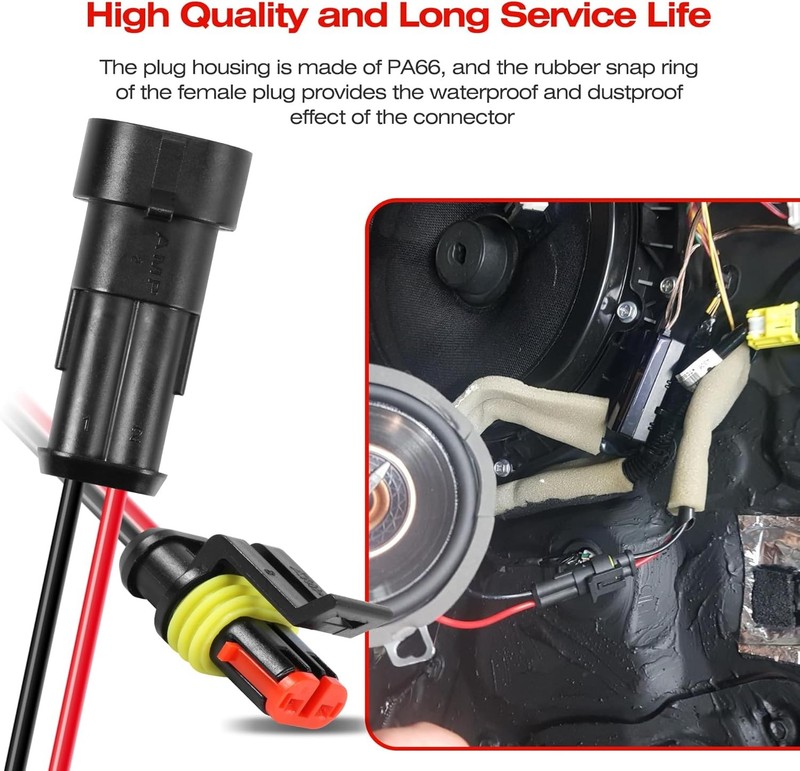 2Pin Way Car Waterproof Male Female Electrical Connector Plug Wire Kit Set Lot gallery