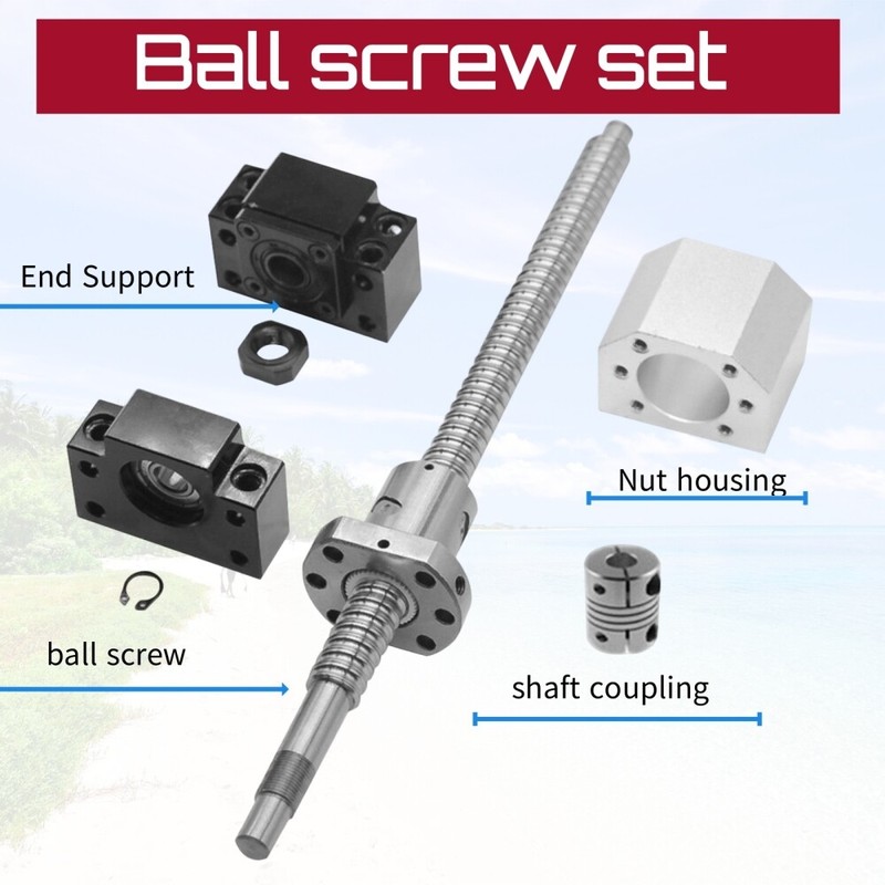 Ball Screw SFU1605 Antibacklash 250-2000mm+BK/BF12+Nut Housing+6.35*10mm Coupler gallery