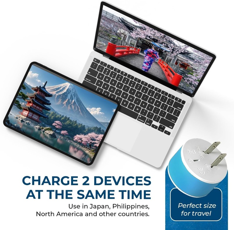 Japan Philippines Power Plug Adapter with 2 USA Inputs - Travel 3 Pack - Type gallery
