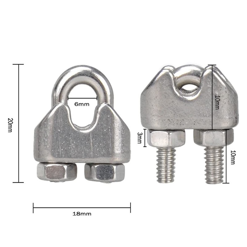 YAMASO 20PCS 1/8 Inches M3 Stainless Steel Wire Rope Cable Clip Clamp gallery
