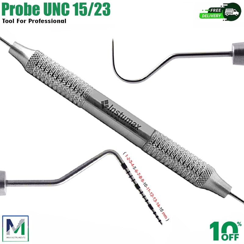 10 Piezas Exploradores Dentales 23/UNC15 Instrumentos Periodontales Doble Punta gallery