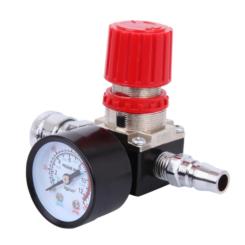 Pressure Regulator Valve 1/4" NPT Air Compressor Gauge 0-180 PSI Flow Control gallery