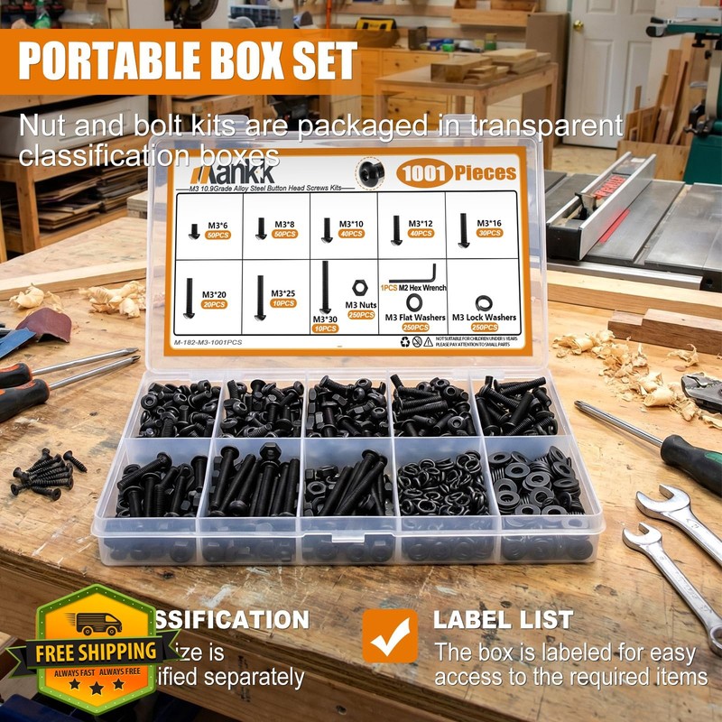 mankk M3 Screws Assortment Kit 1001 Pcs gallery