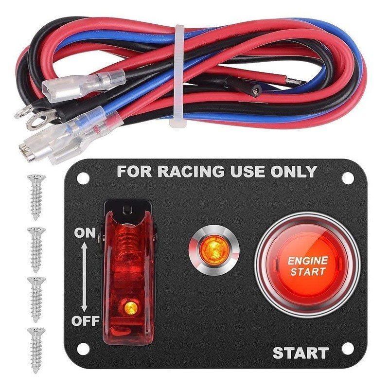 Racing Car Ignition Switch Panel 12V 2in1 Engine Start Push Button Red gallery
