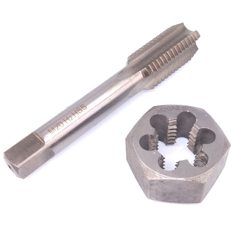 US Stock HSS M20 x 2.5mm Tap & 20x2.5mm Hexagon Die Metric Thread Right Hand Set gallery