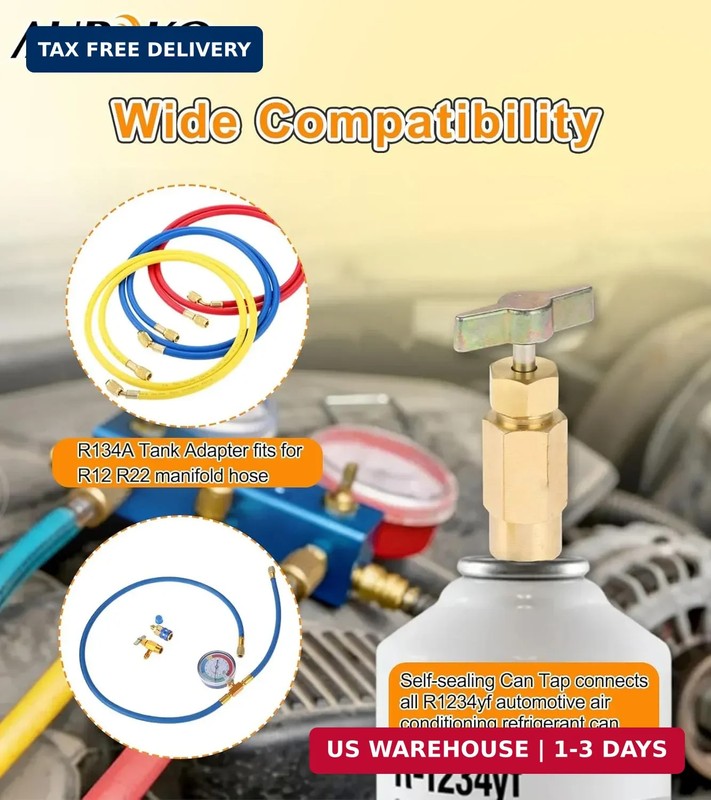 R1234YF Self-Sealing Can Tap with R134A Tank Adapter, 1/2'' to 1/4'' SAE Refrige gallery