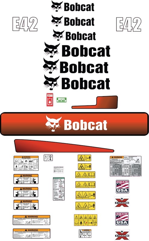 Fits Bobcat E42 Decal Kit MINI EXCAVATOR Laminated 3M VINYL / FREE SHIPPING
