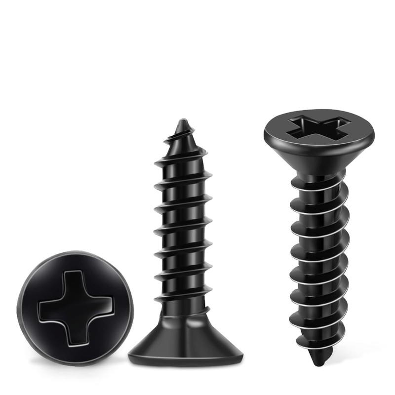 100 PCS #8 X 3/4 inch Stainless Steel 18-8 (A2) Wood Screws, Black Coated Fla…