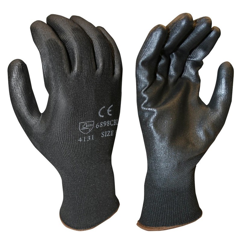 Cordova 6898CB Black Palm Coating & Polyester Shell Glove Size XSmall (12 Pair)