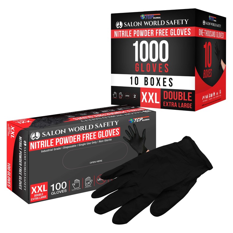 Black Nitrile Disposable Gloves, 10 Boxes of 100, XX-Large, 4 Mil – Latex Free