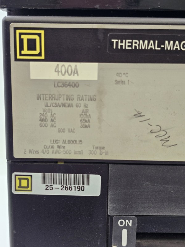 Square D LC36400 I-Line Circuit Breaker 400A 600VAC 3P Thermal Magnetic gallery