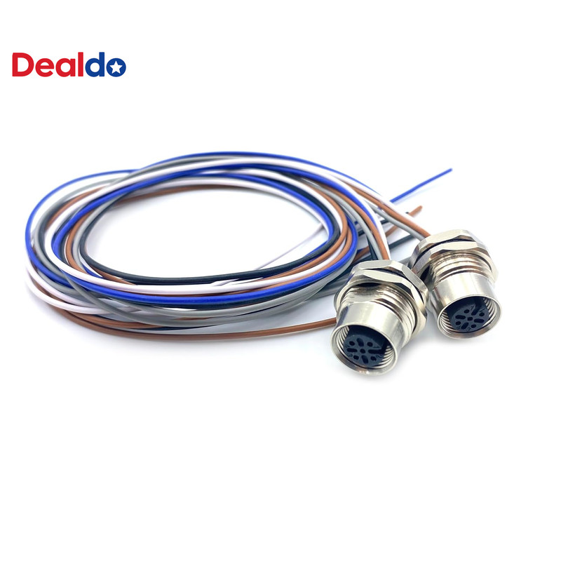 2Pcs 1.64Ft M12 5 Pin a Code Female Connector Cable, IP67 Waterproof Front Mount gallery