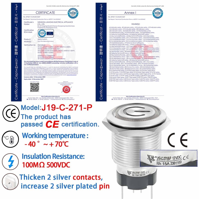 15Amp Waterproof IP67 Momentary Push Button Switch 19mm 12V-24V SPST Start Bu... gallery